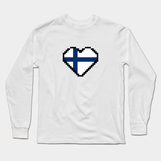 Finland Flag Pixel Art, Finnish flag pixel art Long Sleeve T-Shirt